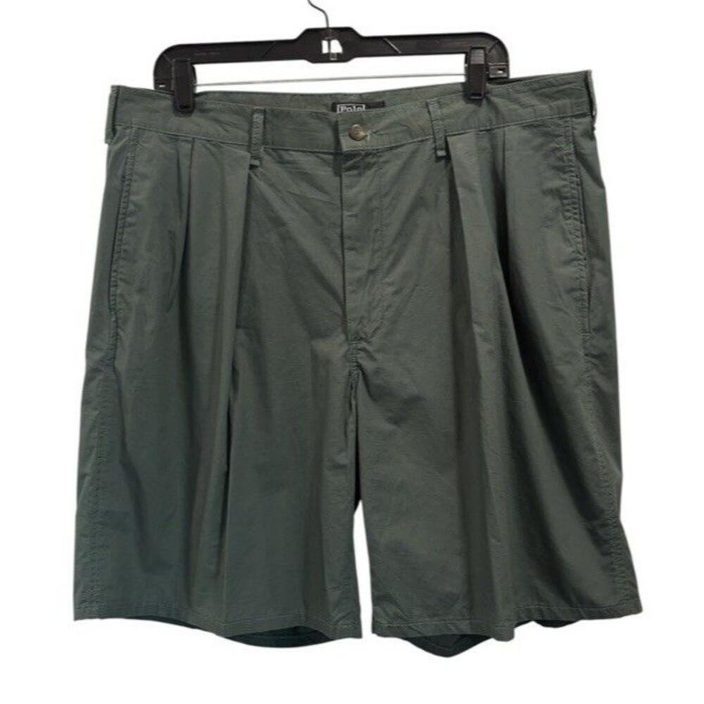 Vintage 90s Polo Ralph Lauren Green Shorts Mens 38 Chino Pleated USA Cotton